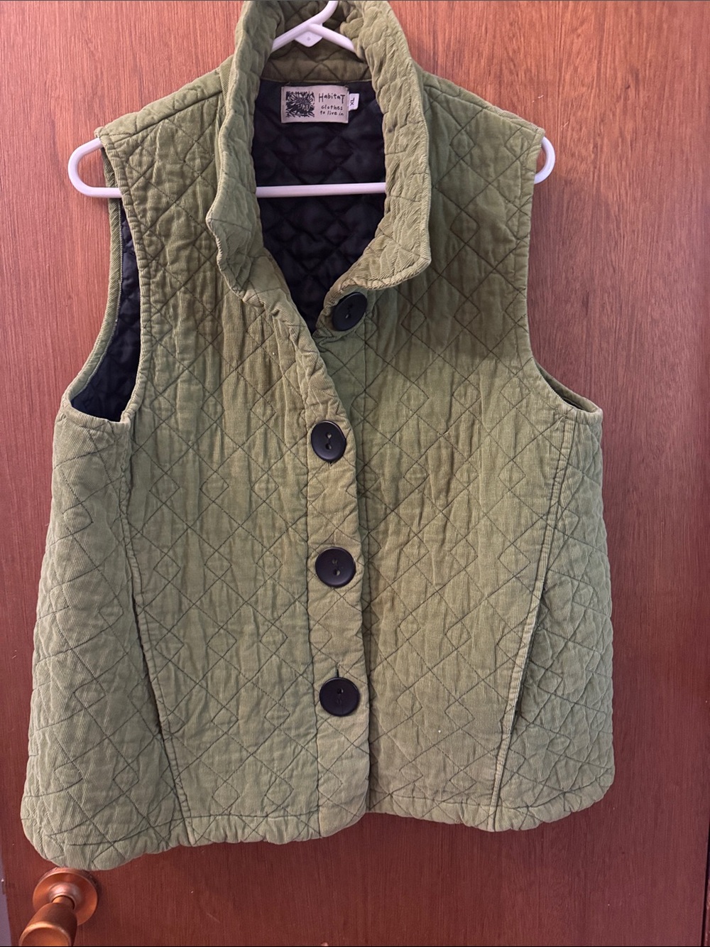 Habitat Olive Green Quilted Vest with Button Front